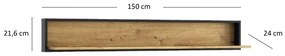 Poliță 150 cm Bobbie (Stejar artisan + negru). 1052780