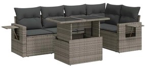 3326481 vidaXL Set mobilier grădină cu perne, 6 piese, gri, poliratan