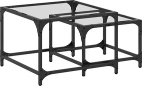 vidaXL Măsuțe de cafea suprapuse 2 buc. blat sticlă transparentă, oțel