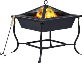 vidaXL Vatră de foc, negru, 42x42x45 cm, oțel