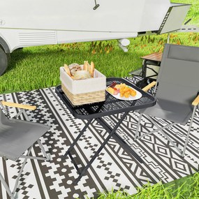 Outsunny Masă de grădină pliabilă 70 x 70 cm, rezistentă la intemperii, masă balcon pliabilă cu design decupat pătrată Negru | Aosom Romania