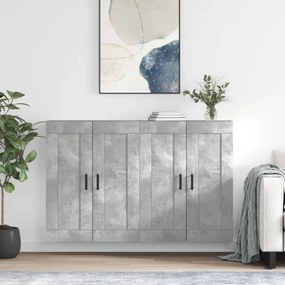 vidaXL Dulapuri de perete, 2 buc., gri beton, lemn prelucrat