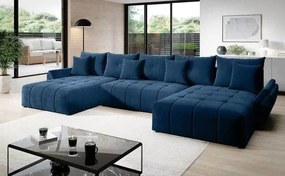Colțar extensibil cu ladă de depozitare Berlin U Blue 380x180 cm