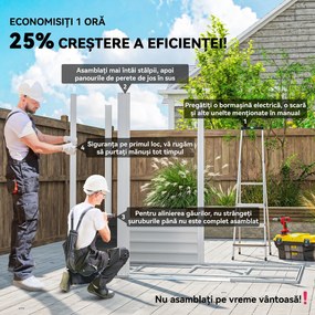 Outsunny Magazie de Grădină din Tablă de Oțel cu 4 Orificii de Ventilație și 2 Uși Glisante, 213x120x194 cm, Gri Închis | Aosom Romania