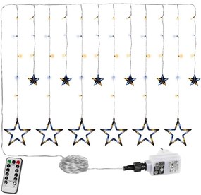 Perdea de Crăciun - 12 stele, 150 LED-uri, alb cald / rece