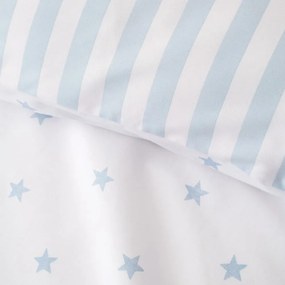 Lenjerie de pat pentru copii albă-albastră din bumbac pentru pat de o persoană 135x200 cm Mini Star &amp; Stripes – Bianca
