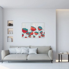 Tablou - Maci de câmp - petrol (90x60 cm)