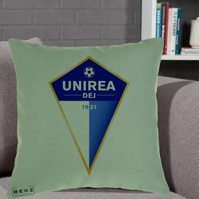 Perna Personalizata Unirea Dej 1921 Fotbal, 40x40 cm, Verde, Husa Detasabila, Perna Inclusa, BEKZ®