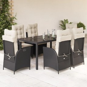 3213062 vidaXL Set mobilier de grădină cu perne, 7 piese, negru, poliratan