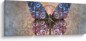 Tablou - Fluture steampunk (cu ceas) (90x30 cm)