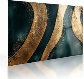 Tablou pe sticlă - Abstracție verde cu auriu I. (70x50 cm)
