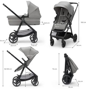 KINDERKRAFT NEWLY Classic grey 4în1 cărucior + scaun auto MINK PRO