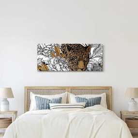 Tablou - Leopard între flori (120x50 cm)