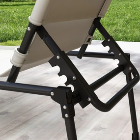 Outsunny Set de 2 șezlonguri pliabile confort sporit spătar parasolar reglabil multipoziții, crem | Aosom Romania