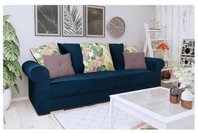 Canapea extensibilă cu spaţiu de depozitare, albastră/roz/cu model, SMOKY