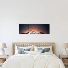 Tablou cu cerul nocturn și munți (cu ceas) (90x30 cm)
