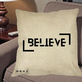 Perna Decorativa Believe Minimalist, 40x40 cm, Crem, Husa Detasabila, Perna Inclusa, BEKZ®