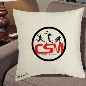 Perna Personalizata CSM Sighetu Marmatiei Sport, 40x40 cm, Ecru, Husa Detasabila, Perna Inclusa, BEKZ®