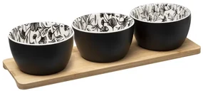 Ser servire aperitiv Black tulipe, ceramica, bambus, 31x10x H10 cm