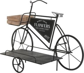 Stand decorativ cu 1 raft si un cosulet ,din metal și lemn, aspect natur, "Vintage Bicycle"