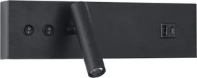 Brilagi-LED Aplica de perete cu spot și port USB NOCTIS LED/3W/230V+LED/9W negru