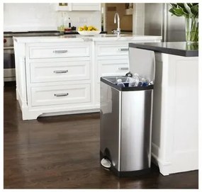 Simplehuman Coș de gunoi dreptunghiular cu pedalăpentru sortarea deșeurilor, 46 l, oțel