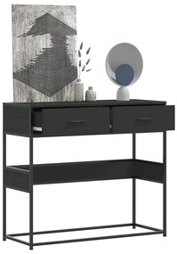 vidaXL Măsuță consolă, negru, 90x35x80 cm, lemn prelucrat