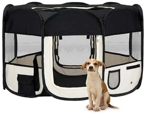 vidaXL Țarc de câini pliabil cu sac de transport, negru, 125x125x61 cm