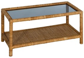 Măsuță de cafea în culoare naturală cu blat din sticlă 40x90 cm – Ixia