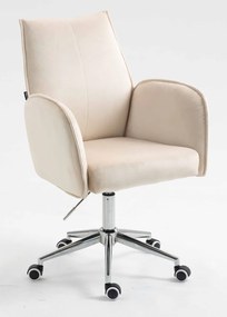 HR280K Scaun Crem din Catifea cu Bază Cromata