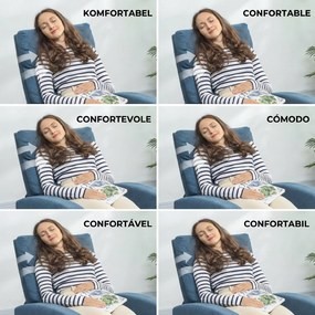 HOMCOM Fotoliu Reclinabil din Țesătură cu Efect de In cu Suport pentru Picioare, Albastru | Aosom Romania