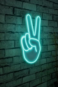 Decoratiune luminoasa LED de perete Victory Sign Albastru 29x44x2 cm