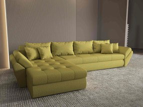 Colțar extensibil dumonde cu ladă de depozitare si sezut confortabil din spuma high-density, Loana XL Enjoy Verde 335x185 cm