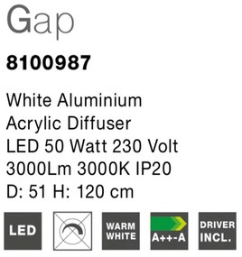 Lustra LED suspendata design modern Gap, alb