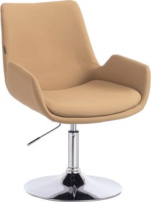 HR240N Scaun Carmel Piele Ecologica Premium Soft cu Bază Cromata