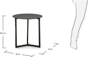 Măsuță auxiliară Kave Home Marae, ⌀ 50 cm, negru