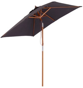 Umbrela de Gradina Outsunny Rabatabila, Lemn de Brad, Gri Inchis 2x1.5m | Aosom RO