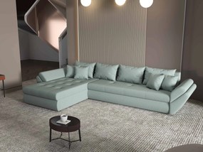Colțar extensibil dumonde cu ladă de depozitare si sezut confortabil din spuma high-density, Loana XL Enjoy Mint 335x185 cm
