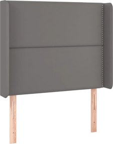 vidaXL Tăblie de pat cu aripioare gri 103x16x118/128 cm piele eco