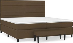 vidaXL Pat box spring cu saltea, maro închis, 200x200 cm, textil