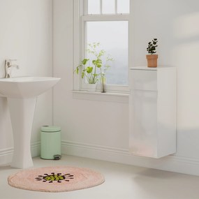 HOMCOM Dulap de Baie Suspendat cu Sertar și Ușă Lucioasă, Raft Reglabil din Sticlă Securizată, 30x34x79,4 cm, Alb Lucios | Aosom Romania