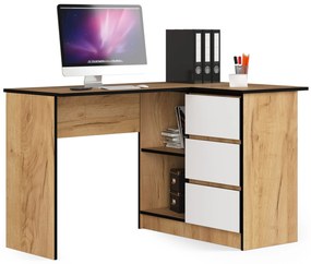 Masă PC de colț Bodhi (Stejar craft + Alb) (D). 1070967