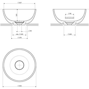 Omnires Shell M+ lavoar 35x35 cm rotund sub blat maro bej SHELL350UNDB