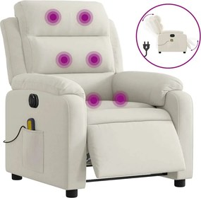 vidaXL Fotoliu de masaj rabatabil cu ridicare, crem, catifea