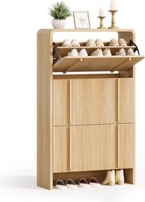 Pantofar maro ingust 70 cm cu 3 compartimente, pantofare cu Riflaje, depozitare pantofi, mobilier hol - PANM10