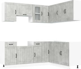 vidaXL Set dulapuri de bucătărie 11 piese „Lucca” gri beton Lemn