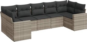 vidaXL Set canapele de grădină cu perne, 7piese gri deschis poliratan