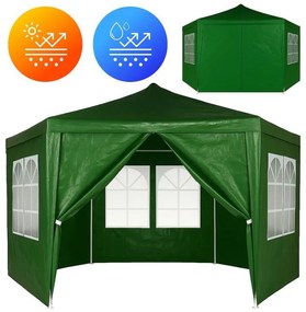 Foișor de grădină 2x2x2m pliabil + 6 pereți cu fereastră, verde