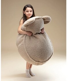 Fotoliu puf pentru copii maro deschis cu tapițerie din țesătură bouclé Bear – Wigiwama