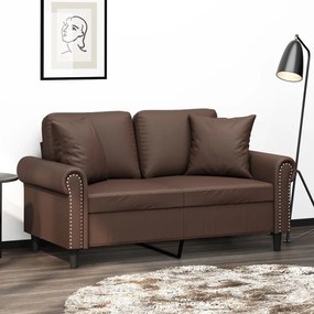 3153169 vidaXL Canapea cu 2 locuri, perne&pernuțe maro 120 cm piele ecologică